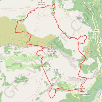Itinéraire Gourdon - Caussols, distance, dénivelé, altitude, carte, profil, trace GPS
