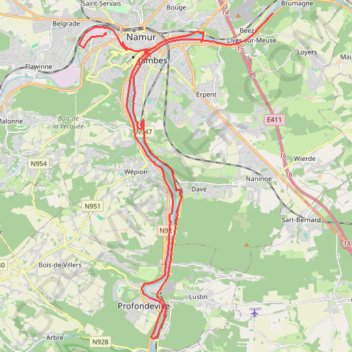 Itinéraire namur marathon-17712094, distance, dénivelé, altitude, carte, profil, trace GPS