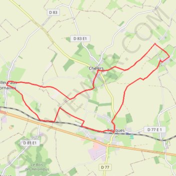 Itinéraire Chemin des Bosquets (Chelers), distance, dénivelé, altitude, carte, profil, trace GPS