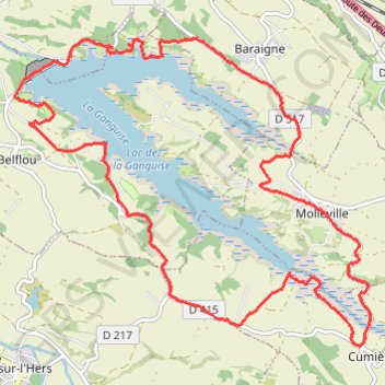 Itinéraire Ganguise - Retenue de l'Estrade, distance, dénivelé, altitude, carte, profil, trace GPS