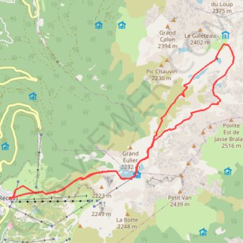 Itinéraire Boucle des lacs Roberts, David, Longet, distance, dénivelé, altitude, carte, profil, trace GPS