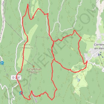 Itinéraire Boucle au départ de Correncon en Vercors, distance, dénivelé, altitude, carte, profil, trace GPS