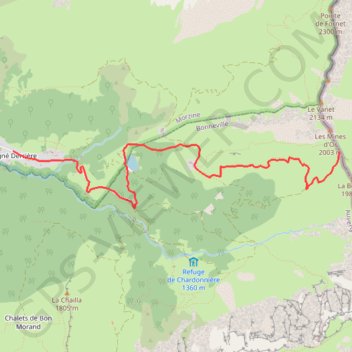 Itinéraire De l'Erigné au col de Coux, distance, dénivelé, altitude, carte, profil, trace GPS