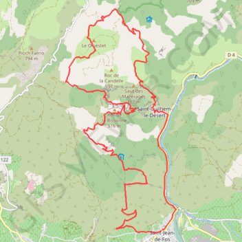 Itinéraire Saint Jean de Fos à Saint Guilhem - 4839 - UtagawaVTT.com, distance, dénivelé, altitude, carte, profil, trace GPS