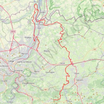Itinéraire Fort Barchon - Gîte, distance, dénivelé, altitude, carte, profil, trace GPS