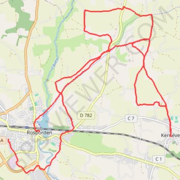 Itinéraire Audax Rosporden, distance, dénivelé, altitude, carte, profil, trace GPS