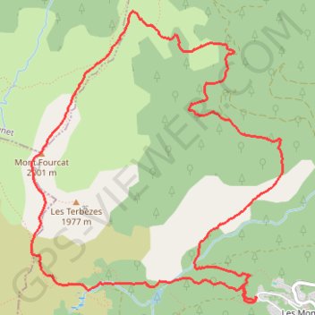 Itinéraire Mont Fourcat par le Coulobre, distance, dénivelé, altitude, carte, profil, trace GPS