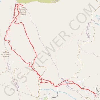 Itinéraire Quinseina (Punta Sud), distance, dénivelé, altitude, carte, profil, trace GPS