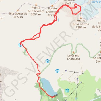 Itinéraire Arete du Moine, distance, dénivelé, altitude, carte, profil, trace GPS