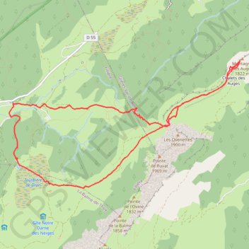 Itinéraire Plateau des Glières - Montagne des Auges, distance, dénivelé, altitude, carte, profil, trace GPS