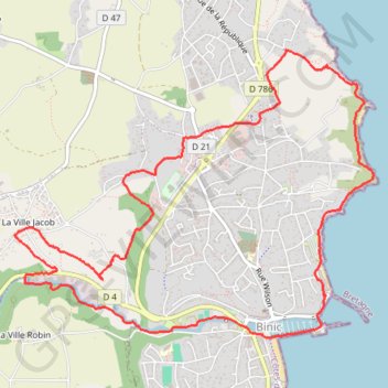 Itinéraire Autour de Binic, distance, dénivelé, altitude, carte, profil, trace GPS