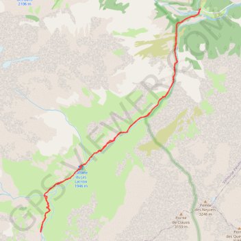 Itinéraire Vallouise - Pelvoux, vers l'Aulp Martin, distance, dénivelé, altitude, carte, profil, trace GPS