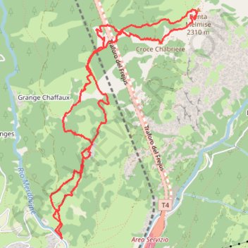 Itinéraire Punta Melmise, distance, dénivelé, altitude, carte, profil, trace GPS