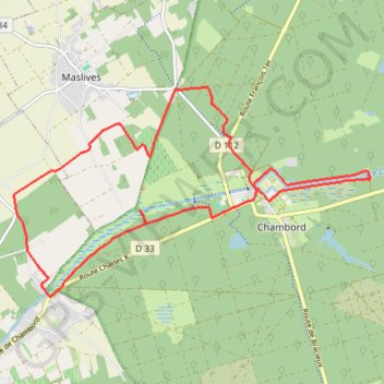 Itinéraire De Chambord à la Chaussée le Comte, distance, dénivelé, altitude, carte, profil, trace GPS