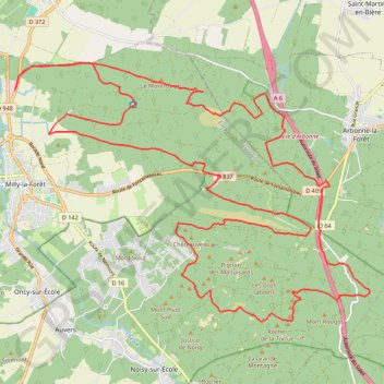 Itinéraire Boucle depuis Milly-la-Forêt, distance, dénivelé, altitude, carte, profil, trace GPS