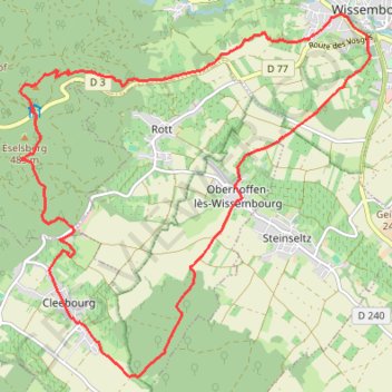 Itinéraire Wissembourg entre vignes et montagne, distance, dénivelé, altitude, carte, profil, trace GPS