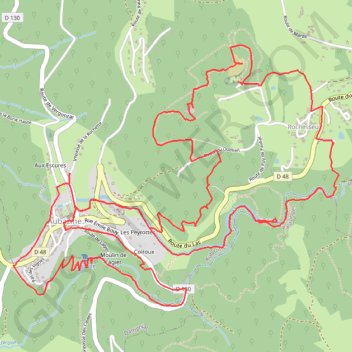 Itinéraire Aubazine - Des Monastères au Canal des Moines, distance, dénivelé, altitude, carte, profil, trace GPS