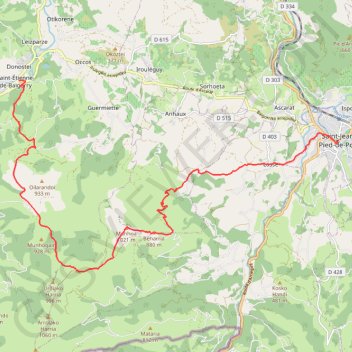 Itinéraire De Saint-Étienne-de-Baïgorry à Saint-Jean-Pied-de-Port, distance, dénivelé, altitude, carte, profil, trace GPS