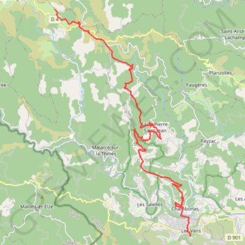 Itinéraire GTA4 Montselgues LesVans, distance, dénivelé, altitude, carte, profil, trace GPS