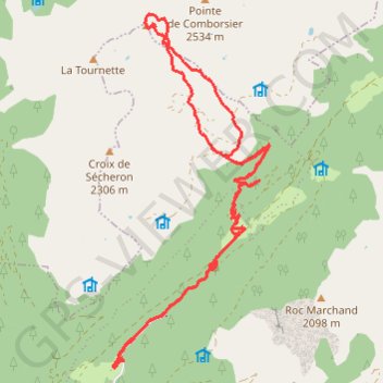 Itinéraire Grande Pointe de Bizard, distance, dénivelé, altitude, carte, profil, trace GPS