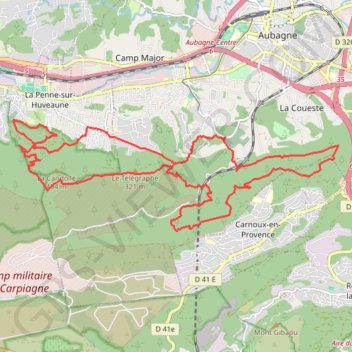 Itinéraire La Penne-sur-Huveaune - Aubagne, distance, dénivelé, altitude, carte, profil, trace GPS