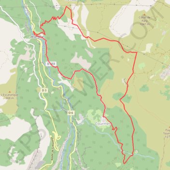 Itinéraire Bramafam - Courmes - Pré Royer, distance, dénivelé, altitude, carte, profil, trace GPS