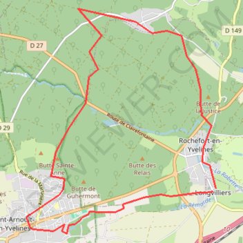 Itinéraire Saint Arnoult Rochefort, distance, dénivelé, altitude, carte, profil, trace GPS