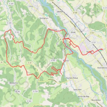 Itinéraire Bordes-Bosdarros-Narcastet, distance, dénivelé, altitude, carte, profil, trace GPS